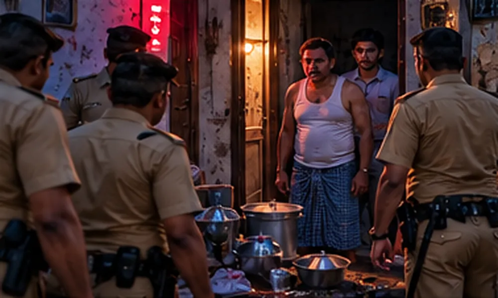 Subah ke dhundhlke mein Varanasi ki ek gali ke ghar ke darwaaze pe police, andar baniyan pehne pita ke haath se gira chai ka bhagona, aur peeche sadme mein khada jawaan beta