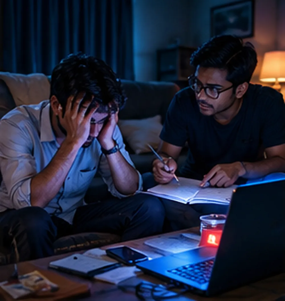Raat ko flat mein sofa pe baitha udaas Imran, saamne kaagaz pe hisaab samjhata roommate Deepak, laptop pe bank ka email